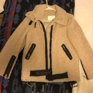 Faux-sheepskin Zara jacket in off-white